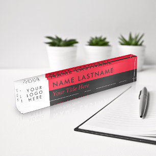 Porte-nom Pour Bureau Logo personnalisé Couleur duo moderne demi-rouge n