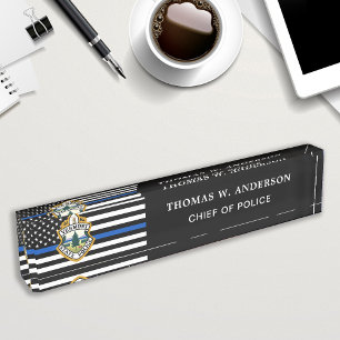 Porte-nom Pour Bureau Logo personnalisé du service de police Police