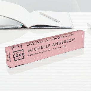 Porte-nom Pour Bureau Logo personnalisé Élégant minimaliste moderne r
