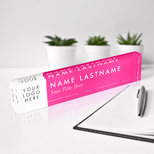 Porte-nom Pour Bureau Logo Personnalisé Élégant minimaliste rose clair a