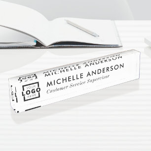 Porte-nom Pour Bureau Logo Personnalisé Élégant Moderne Minimaliste B