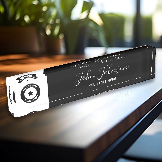 Porte-nom Pour Bureau Logo personnalisé et nom élégant (Créateur téléchargé)