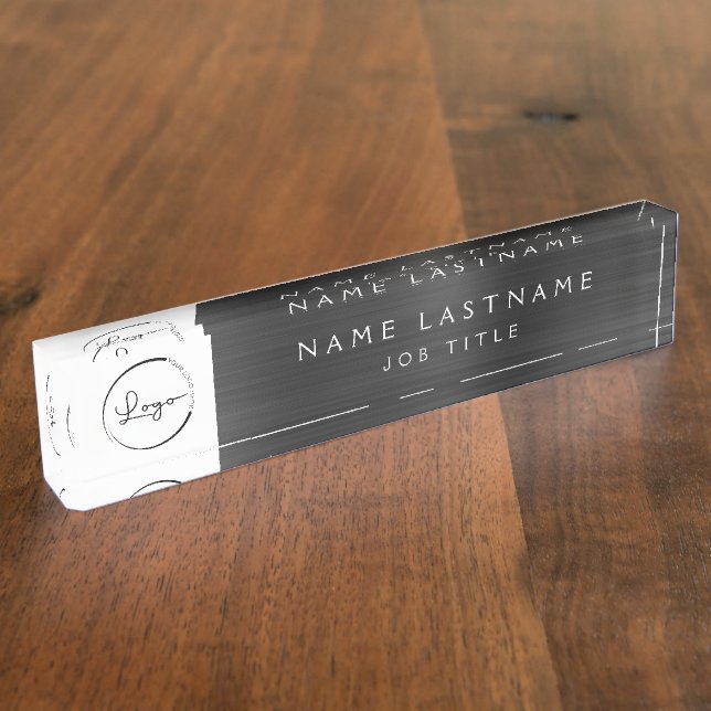 Porte-nom Pour Bureau Logo Personnalisé Executive Black Professional (Taille)