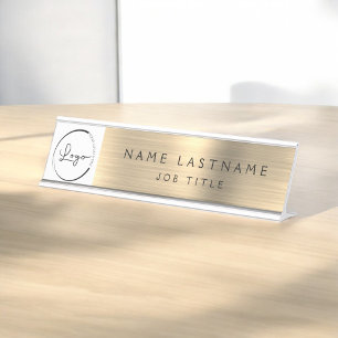 Porte-nom Pour Bureau Logo personnalisé Executive Gold Business Professi