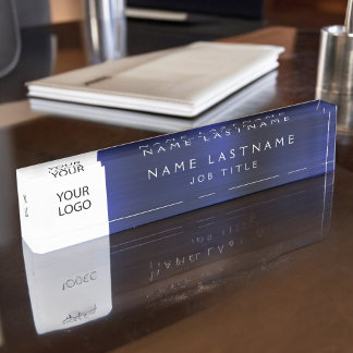 Porte-nom Pour Bureau Logo Personnalisé Executive Navy Blue Professional