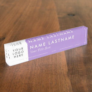 Porte-nom Pour Bureau Logo Personnalisé Lavande Minimaliste Lavande Viol