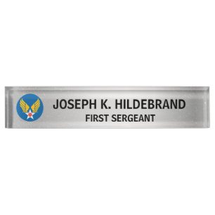 Porte-nom Pour Bureau Logo personnalisé Métallurgique Argent militaire