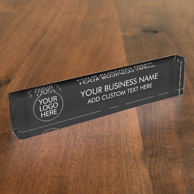 Porte-nom Pour Bureau Logo professionnel et entreprise de texte noir (Taille)