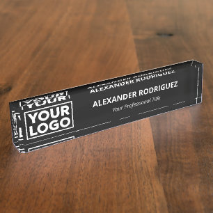 Porte-nom Pour Bureau Logo professionnel minimaliste noir