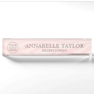 Porte-nom Pour Bureau Logo Rose Féminin Entreprise Féminine