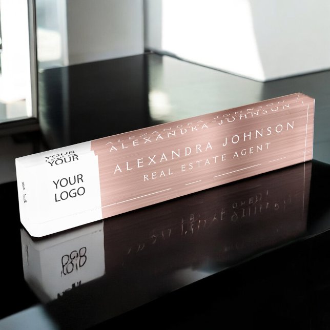 Porte-nom Pour Bureau Logo Rose Gold Rose Professionnel (Créateur téléchargé)