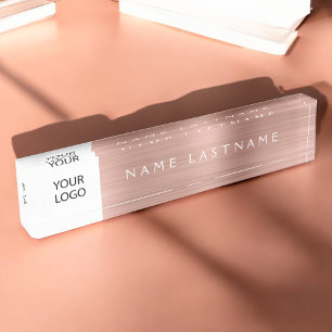 Porte-nom Pour Bureau Logo Rose Gold Rose Professionnel