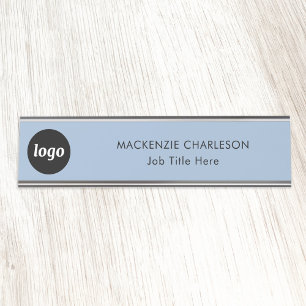 Porte-nom Pour Bureau Logo simple avec texte personnalisé Business Powde