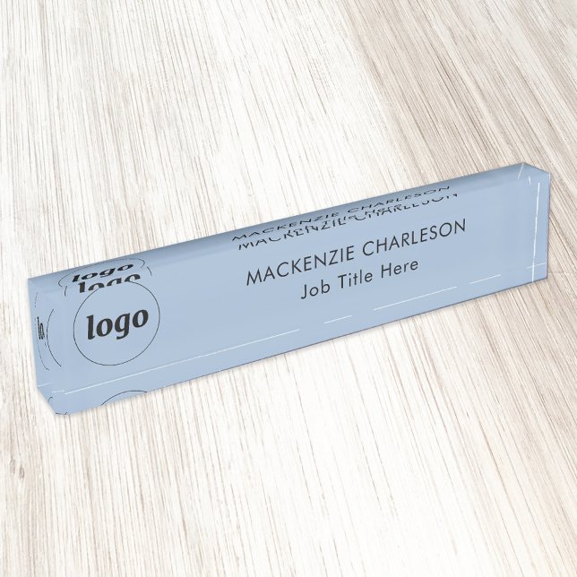 Porte-nom Pour Bureau Logo simple avec texte personnalisé Business Powde (Logo with text simple business branding professional name plate)
