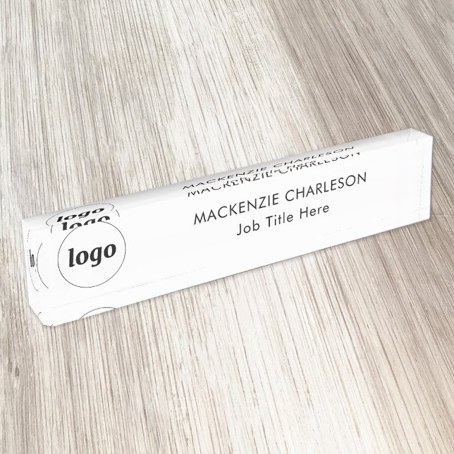 Porte-nom Pour Bureau Logo simple avec texte personnalisé professionnel (Logo with text simple business branding professional name plate)