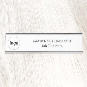 Porte-nom Pour Bureau Logo simple avec texte personnalisé Professionnel