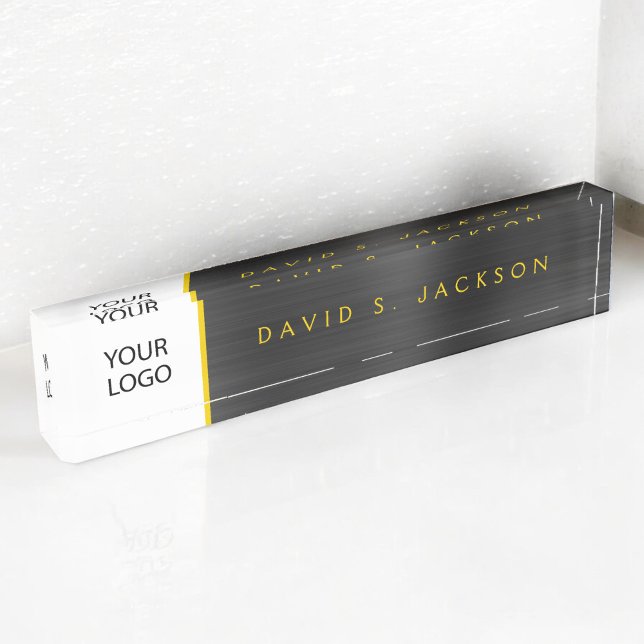 Porte-nom Pour Bureau Logo sur mesure Gold Luxe Professional Executive (Créateur téléchargé)
