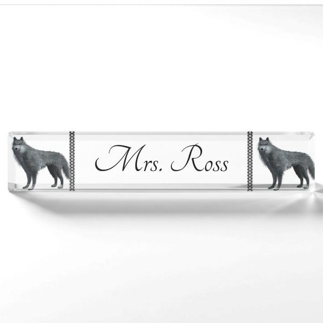 Porte-nom Pour Bureau Loup (Devant)