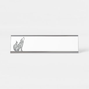 Porte-nom Pour Bureau Loup de Tribal