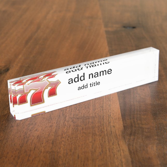 Porte-nom Pour Bureau Lucky Sevens - Slot Machine Jackpot (Taille)