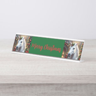 Porte-nom Pour Bureau Lumière des neiges : La licorne de Noël enchantée