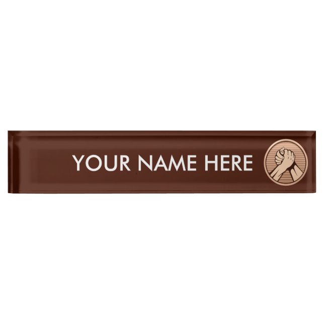 Porte-nom Pour Bureau Lutte de bras Bronze (Devant)