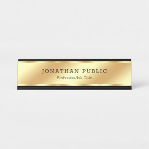 Porte-nom Pour Bureau Luxe Élégant Et Luxe Moderne En Noir Et Or Personn