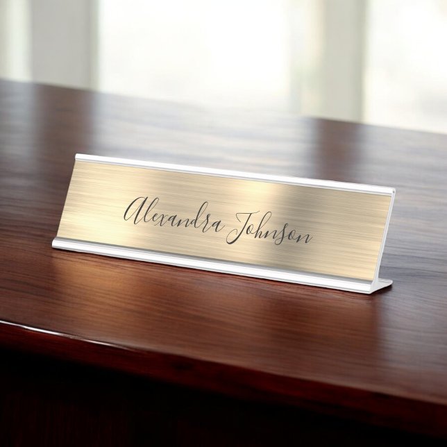 Porte-nom Pour Bureau Luxe et professionnel Gold Foil Moderne (Créateur téléchargé)