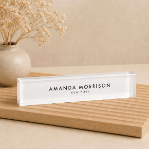Porte-nom Pour Bureau Luxe Minimaliste Blanc
