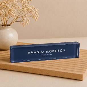 Porte-nom Pour Bureau Luxe Minimaliste Bleu Nuit Foncé