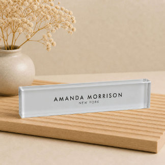 Porte-nom Pour Bureau Luxe Minimaliste Gris
