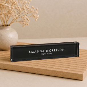 Porte-nom Pour Bureau Luxe Minimaliste Noir