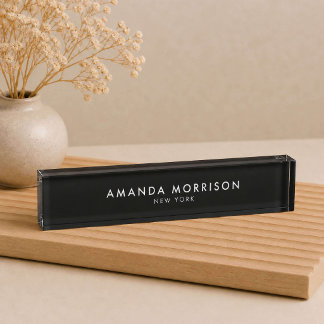 Porte-nom Pour Bureau Luxe Minimaliste Noir