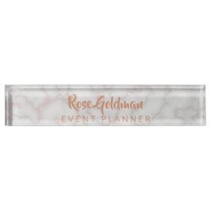 Porte-nom Pour Bureau Luxe rose moderne de pierre de marbre d'or