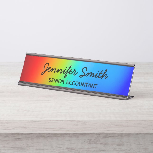 Porte-nom Pour Bureau Macro photo Holographique Rainbow Ombre (Devant)