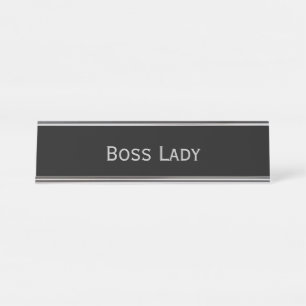 Porte-nom Pour Bureau Madame" argentée noire calembour drôle "de patro
