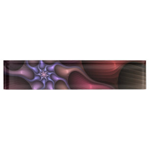 Porte-nom Pour Bureau Magique brillant Abstrait rayé coloré Fractal