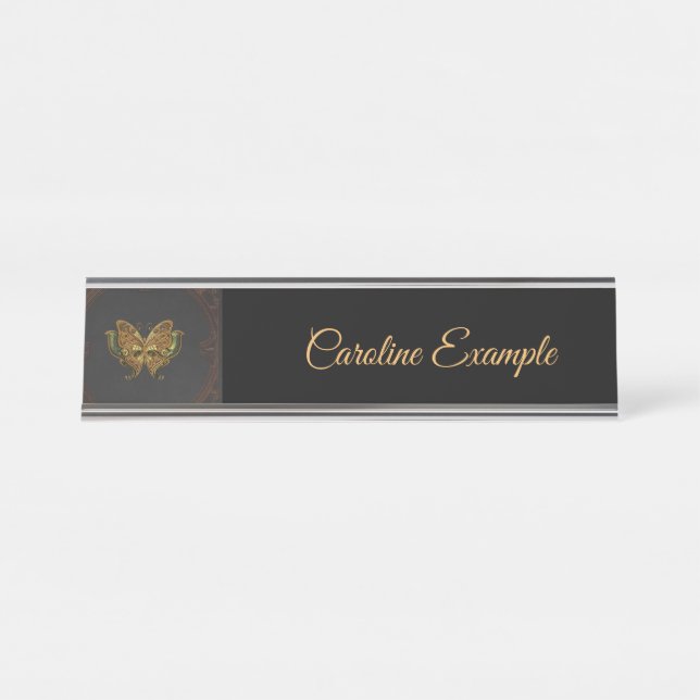 Porte-nom Pour Bureau Magnifique papillon élégant. (Devant)
