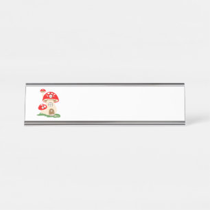 Porte-nom Pour Bureau Maison des champignons