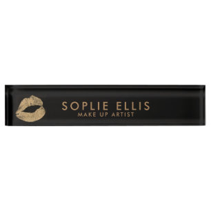 Porte-nom Pour Bureau Make Up Gold Parties scintillant Lièvres Noir Pers