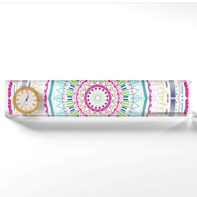 Porte-nom Pour Bureau mandala coloré (Devant)
