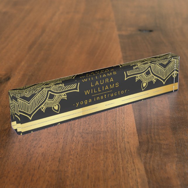 Porte-nom Pour Bureau Mandala Lotus Yoga Holistic Gold Classic (Taille)