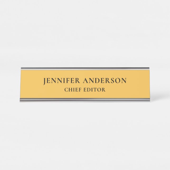 Porte-nom Pour Bureau Mango Yellow Professional Modern Plain Minimalist (Devant)