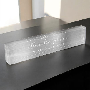 Porte-nom Pour Bureau Maquillage d'argent moderne et tendance et beauté 