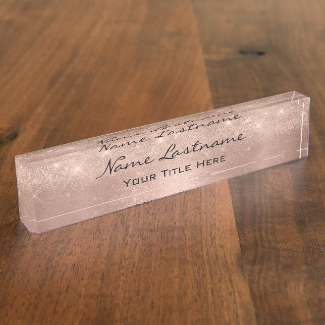 Porte-nom Pour Bureau Maquillage Rose Esthétique Beauté Coiffeur Spark (Taille)