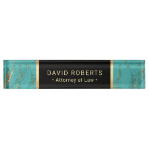 Porte-nom Pour Bureau Marbre à la mode de turquoise d'avocat d'avocat