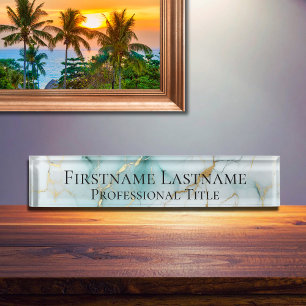 Porte-nom Pour Bureau Marbre Acrylique Élégant Moderne Personnalisé