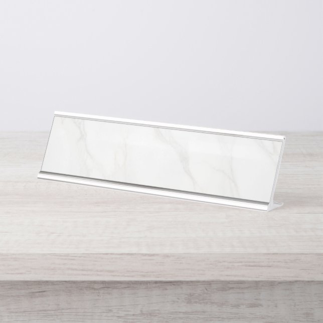 Porte-nom Pour Bureau Marbre Blanc (Devant)