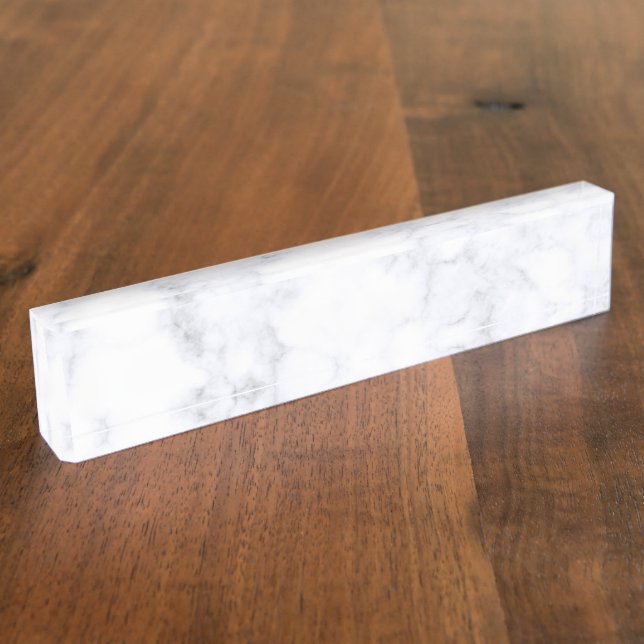 Porte-nom Pour Bureau Marbre Blanc Moderne Élégant (Taille)
