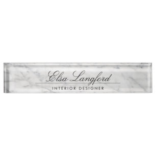 Porte-nom Pour Bureau Marbre blanc moderne Luxe Designer Desk Nameplate